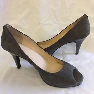 Calvin Klein Grey Suede  & Patent Open Toe Heels